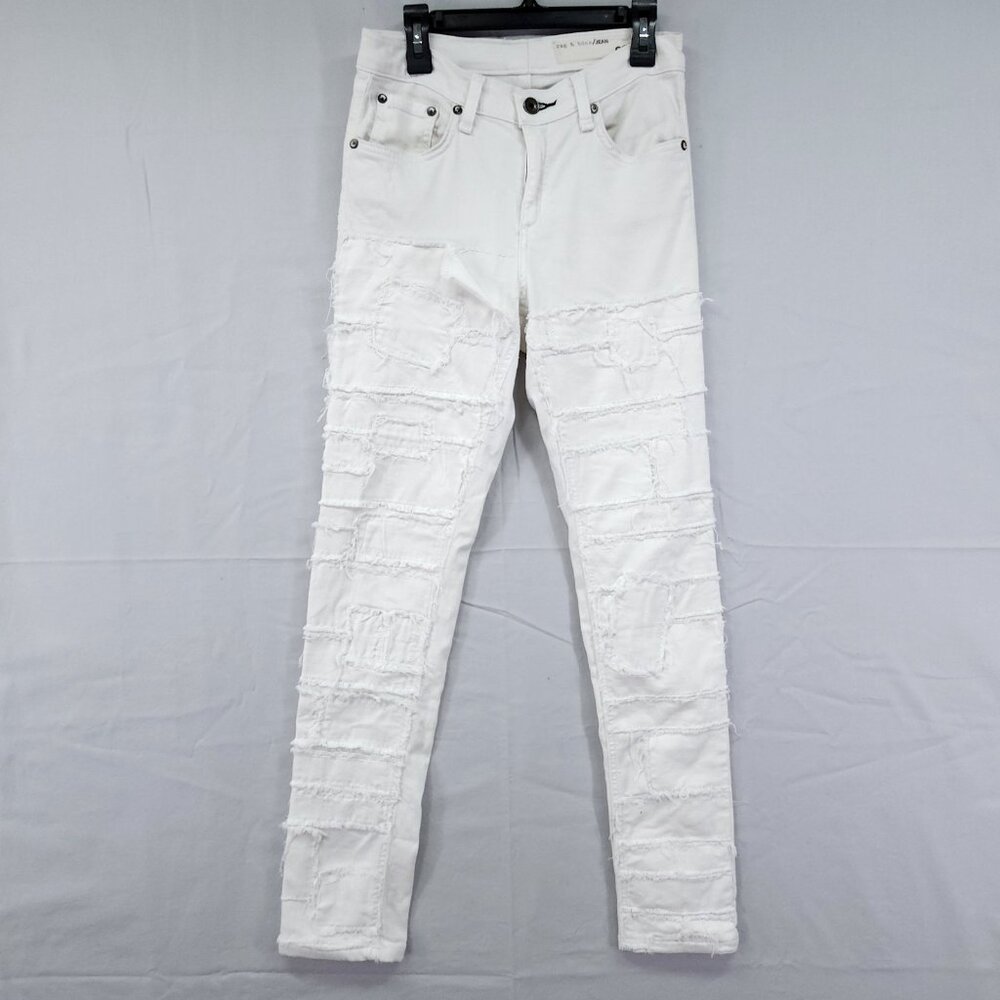 rag & bone White Distressed Skinny Jeans
